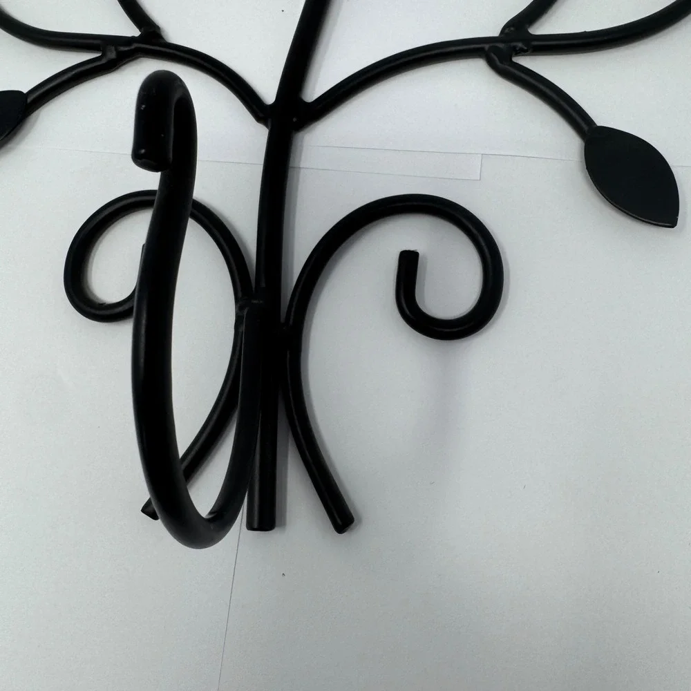 Metal Tree Wall Coat Hook Decorative Entryway Key Holder Rack Black